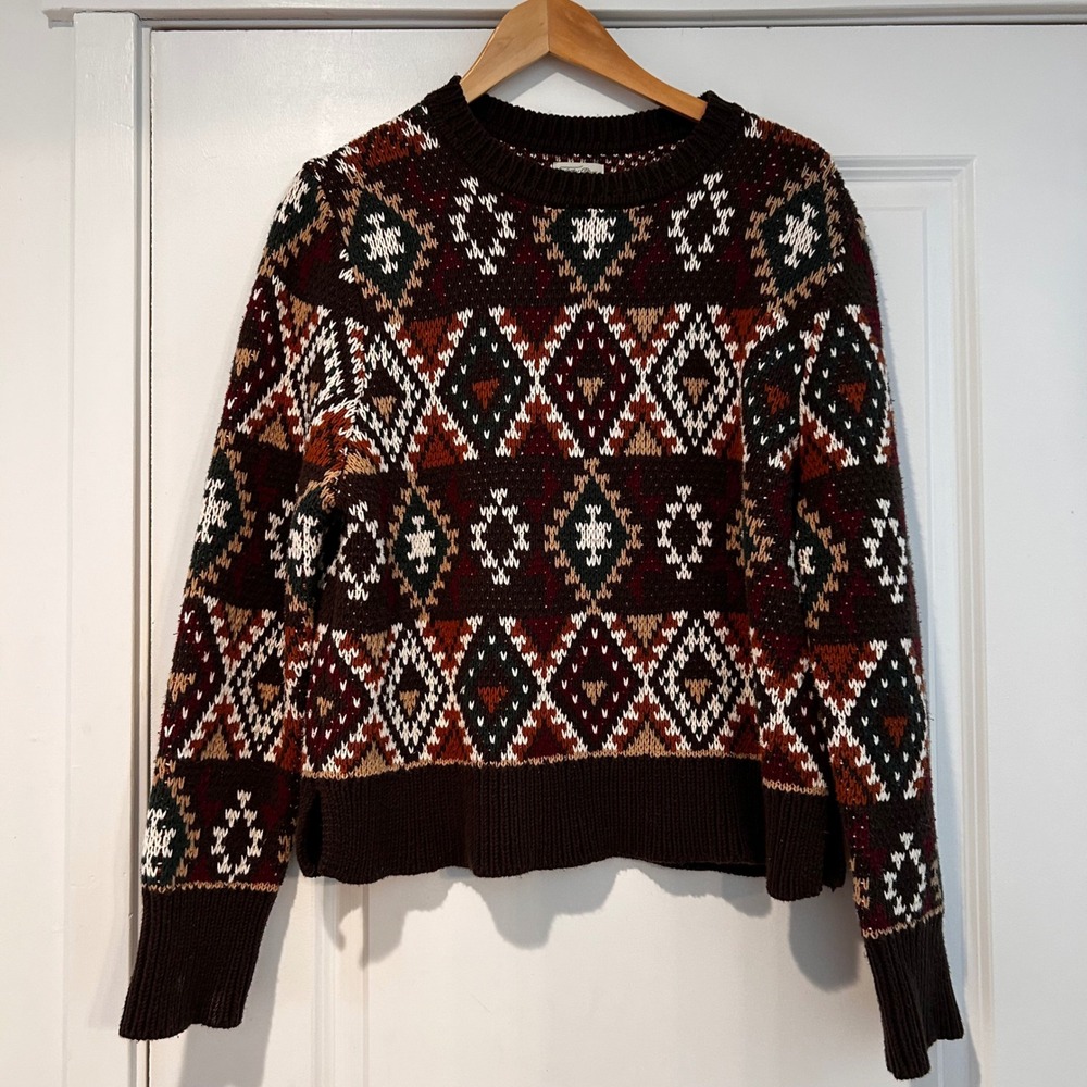 Tasha Polizzi Southwestern‎ Chunky Thick Knit Sweater Brown Large Western Earthy